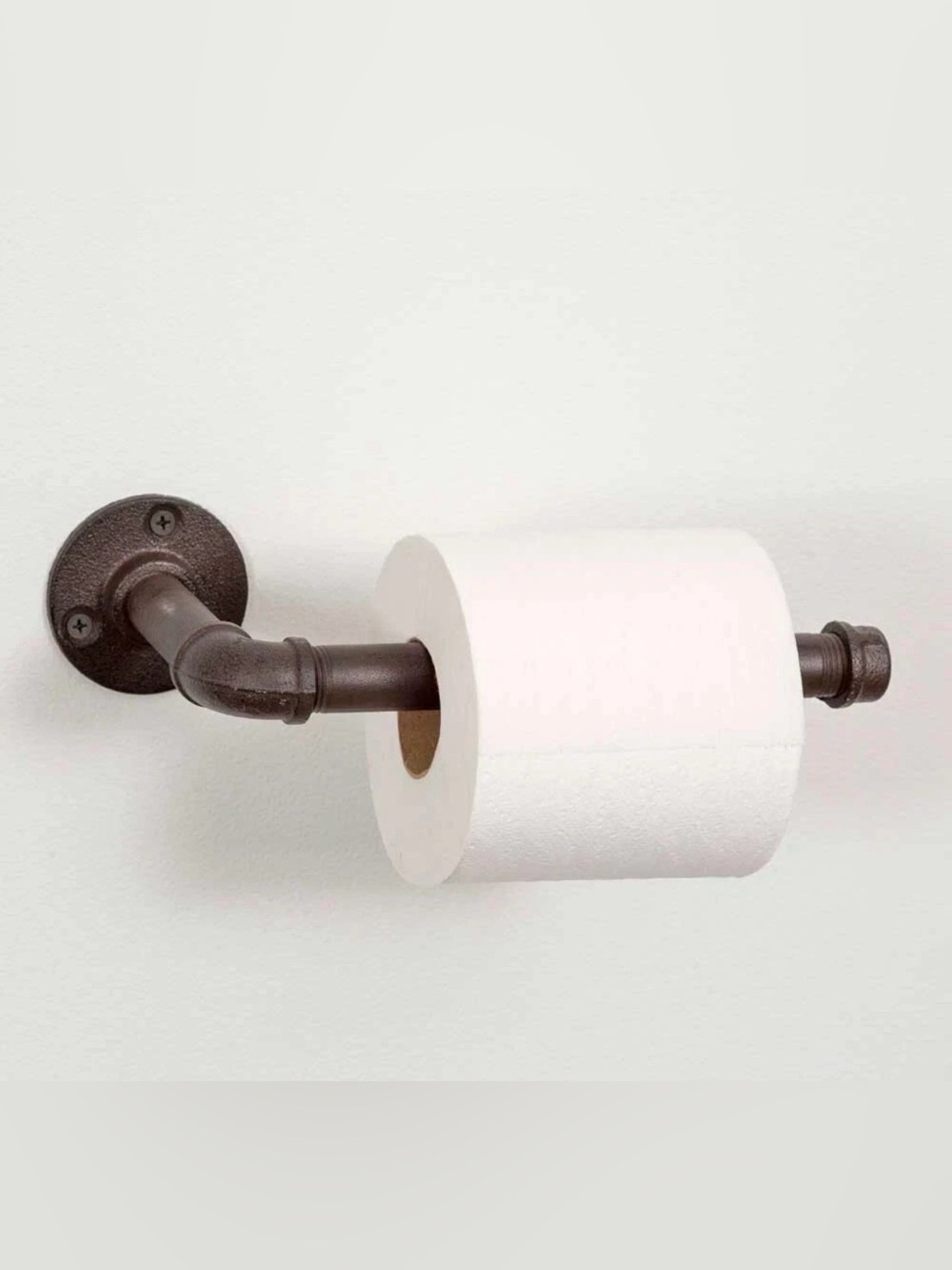 Two Industrial Pipe Toilet Paper Holders Wall Mount 9" Long Bathroom Farmhouse